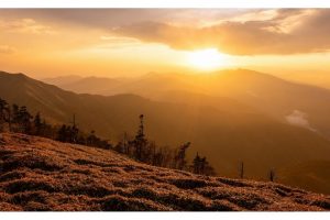 Sonnenuntergang auf dem Tsurugisan, Shikoku, Japan (SL2-S)